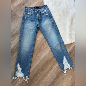 3x1 Women's Distressed Boyfriend Jeans in Light Blue Wash